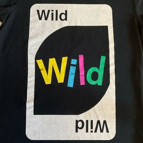 UNO Tee Shirt Wild Card Graphic Crew Neck Black Multicolor Junior Size Large - Picture 5 of 8